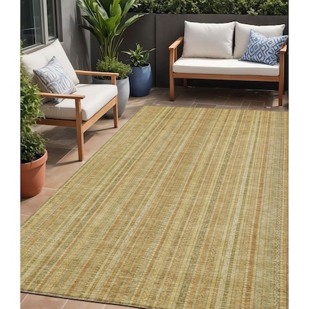 Homeroots 5' X 8' Wheat Gold And Beige Striped Washable Indoor Outdoor Area Rug 616413