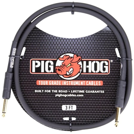 Pig Hog 3-Feet 1/4-in - 1/4-in 8mm Inst. Cable PH3