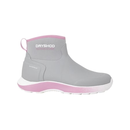 Dryshod Evalusion All Around Cuff Ankle Boot, Waterproof, Rubber, Comfortable, Grey/Pink, Women Size 7 EVA-WC-LGY-007