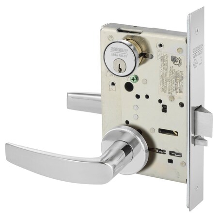 Sargent Grade 1 Storeroom or Closet Mortise Lock, B - Lever, LN - Rose, Bright Chrome 8204 LNB 26