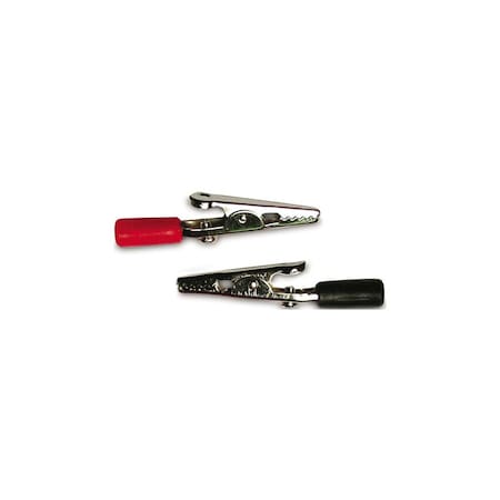 Gb Alligator Clip, 7/16 in Jaw Opening, 22 to 14 AWG Wire, Black/Red Pair 14-077