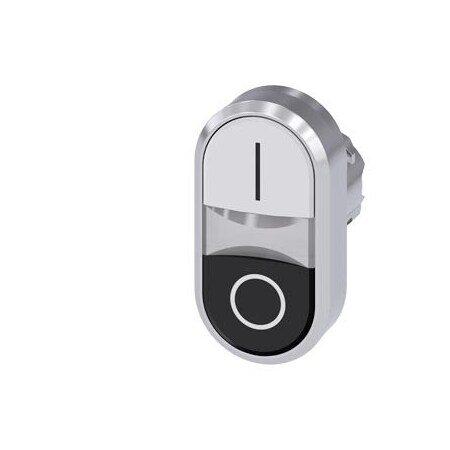 Siemens Twin pushbutton, 22 mm, round, metal, shiny, white: I, black: O 3SU1050-3AB61-0AK0-ZY19