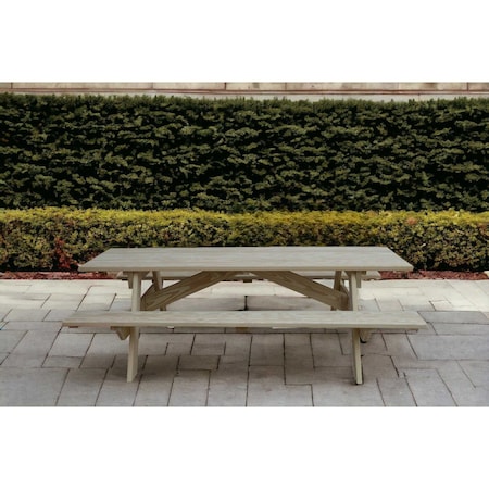 Homeroots 94" Natural Solid Wood Outdoor Picnic Table 525003