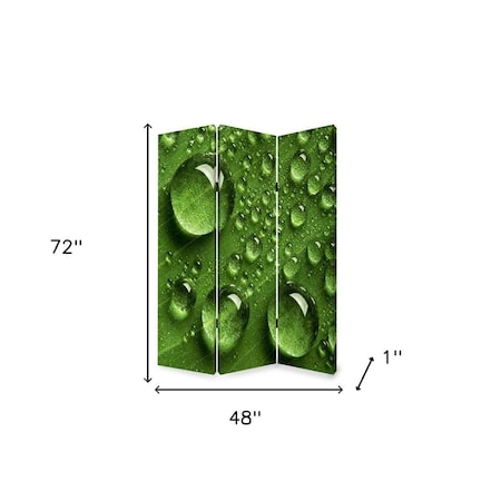 Homeroots 72" Green Canvas Folding Three Panel Screen Room Divider 274636
