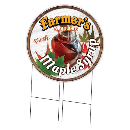 Signmission Corrugated Plastic Sign W/ Stakes 36in Circular-Farmers Market Maple Syrup, C-36-CIR-WS-Maple Syrup C-36-CIR-WS-Maple Syrup