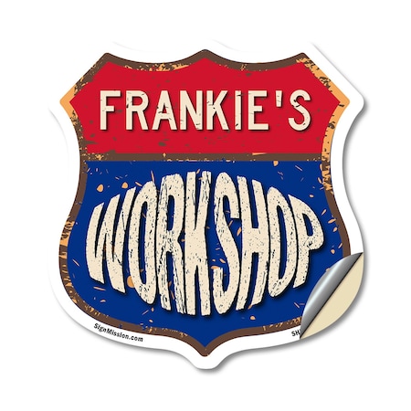 Signmission Frankie's Workshop, 18 Inch X 18 Inch, Vinyl Decal SHI-D-18-489-FRANKIE