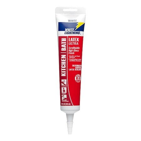 White Lightning Silicone Sealant, 8.25 " L, 6 " W, White W21000005