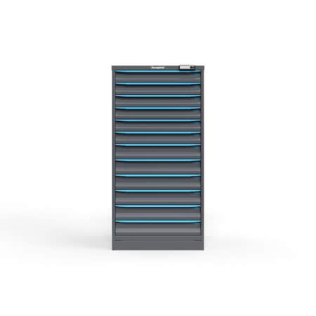 Strong Hold 12 drawer cabinet - (6x 3ft, 6x 4ft) - Blue accents - E-Lock w/ Tracking S3060-PPTAS-1203FS