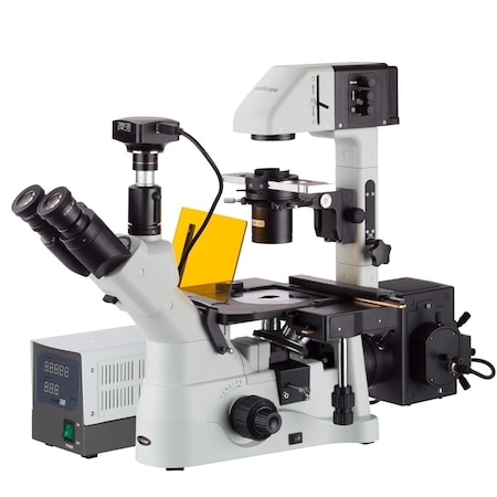 Amscope IN480 Inverted Infinity-Corrected Fluorescence Trinocular Compound Microscope 40X-900X w/Kohler Ill IN480TA-FL
