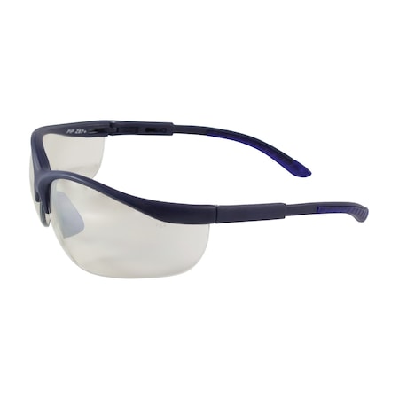 Bouton Optical Semi-Rimless Safety Glasses with Blue Frame, I/O Lens and Anti-Scratch Coating 250-21-0102