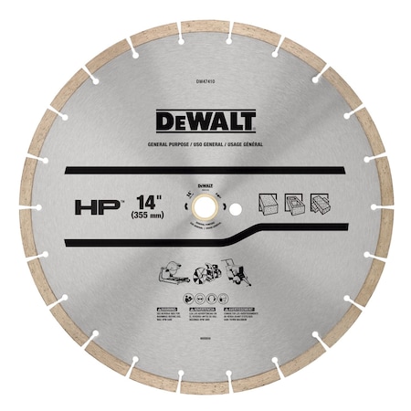 Dewalt DiamondSawBlade, Diam:14", Thick:0.13" DW47410