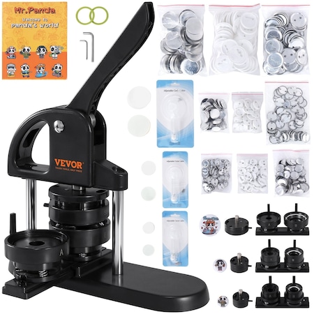 Vevor Button Maker Machine Pin Badge Maker 1"/1.25"/2.28" 3-in-1 300Button Parts JMB-X3