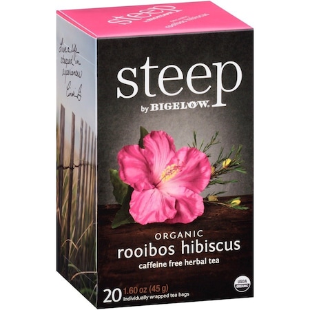 Steep By Bigelow Rooibos Hibiscus Herbal Tea Bag - Herbal Tea - 1.6 oz - 20 Teabag - Decaffeinated - GMO Free, 20PK 17713