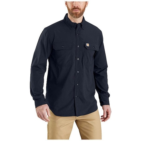 Carhartt Men's Long Sleeve Lightweight Button Down, 29% Nylon Chambray, 71% Polyester, Button Front, Navy 105291-I263XLTLL