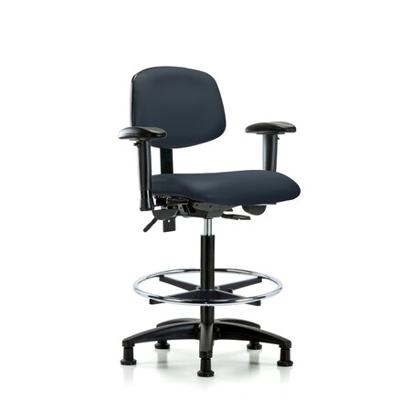 Blue Ridge Ergonomics Chair, Fab, Med Bench, Tilt BF Glides, Gry, 6-Way Adjustable, 26" to 35" Height, Imperial Blue BR-VHBCH-RG-T0-A1-CF-RG-8582