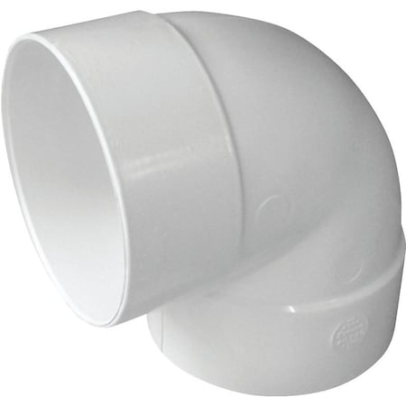 Genova CANPLAS Short Turn Pipe Elbow, 6 in, Hub, 90 deg Angle, PVC, White 414156BC