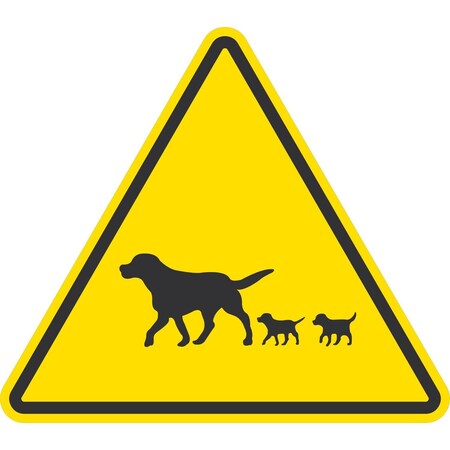 Lyle Dog and Puppy Crossing Symbol, 10x10, Non-Reflective, Yellow G-1058-ND_10x10