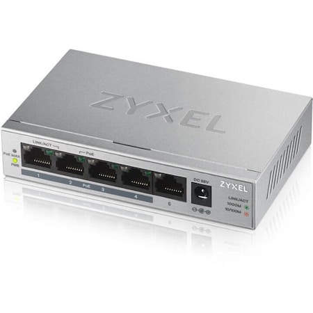 Zyxel - 5 PORT GIGABIT POE+ UNMANAGED SWITCH (60W BUDGET) GS1005HP