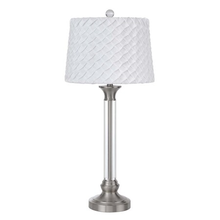 Homeroots 32" Nickel Metal Table Lamp With White Empire Shade 524719