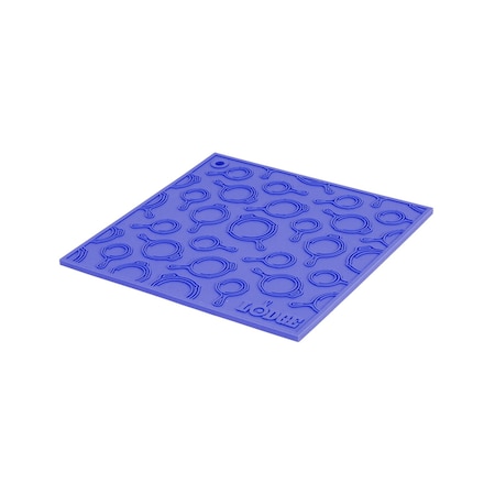 Lodge 7 Inch Square Blue Silicone Trivet With Skillet Pattern, 12PK AS7SKT31