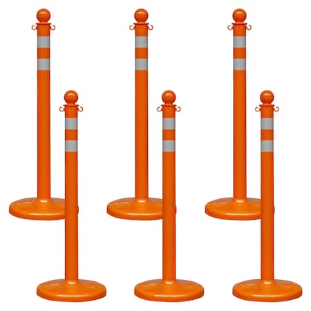 Mr. Chain Safety Orange Reflective Medium Duty Stanchion (6-Pack) 96478-6