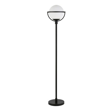 Homeroots 68" Black Novelty Floor Lamp With White Frosted Glass Globe Shade 523518