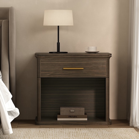 Manhattan Comfort Clifford Nightstand in Walnut (1-Drawer) NS1563-3