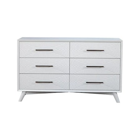 Homeroots 56" White Solid Wood Six Drawer Double Dresser 524114