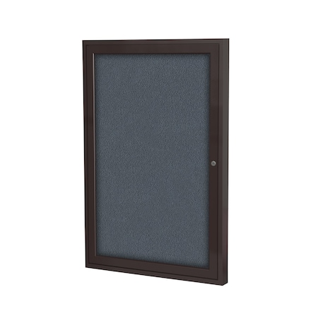Ghent 1 Door Enclosed Fabric Bulletin Board, Bronze Aluminum Frame, 24''H x 18''W, Gray PB12418F-91