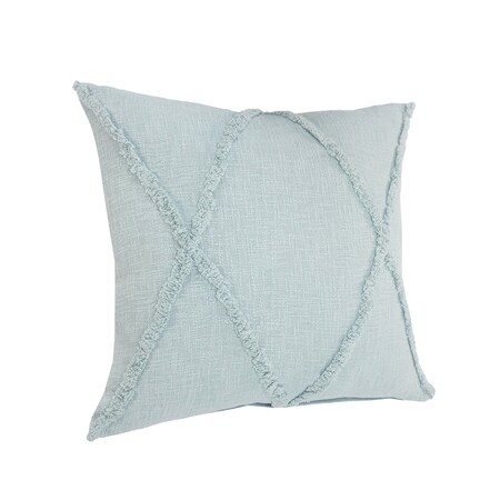 Homeroots Set of Two Blue Diamond Cotton Throw Pillow With Fringe, 2PK 554593