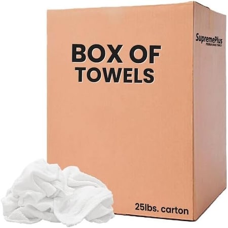 Supremeplus Terry White Bar Towels - 14 in x 17 in to 16 in x 19 in, 25 lbs. Box SP-3326