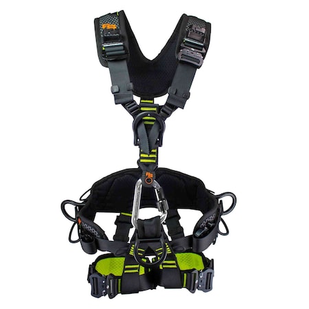 Fall Safe Safety Harness, Aluminum, S/M, Black/Green FS243.2IP-S/M