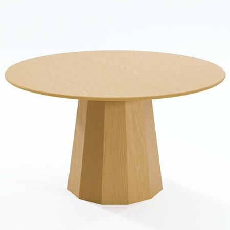 Homeroots 52" Natural Wood Pedestal Base Round Top Dining Table 721090