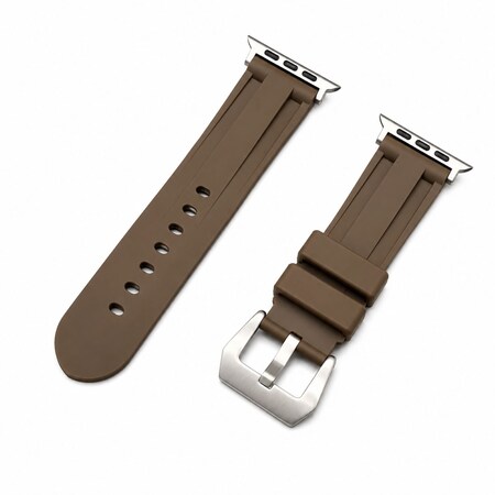 Elegani Rubber Watch Replacement Band Compatible with Apple Watch 46mm, Brown RST-BRN-46mm