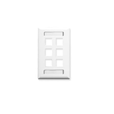 Icc Classic Single Gang Faceplate With ID - White- 6 Port IC107S06WH