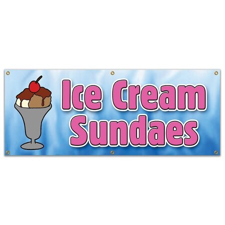 Signmission ICE CREAM SUNDAES BANNER SIGN cones float banana split egg cream waffle B-72 Ice Cream Sundaes