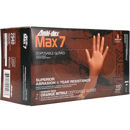Ambi-Dex Disposable Nitrile Glove, Powder Free with Textured Grip, 7 mil, 90PK 2940/2XL