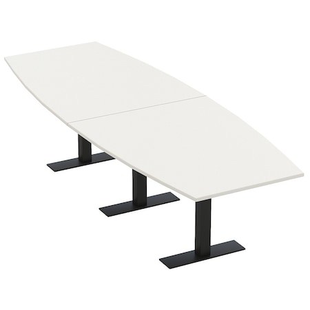 Skutchi Designs 10ft Boat Conference Table With Power | Harmony Series | 10 Person Meeting Room Table HAR-BOT-48X120-T.BK-W960-NA
