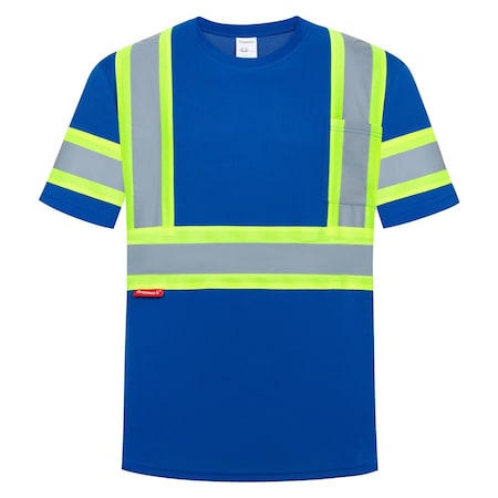 Protectx Short Sleeve T-Shirt, Polyester, Blue, L ST-150SS1-BL-Y-L-01