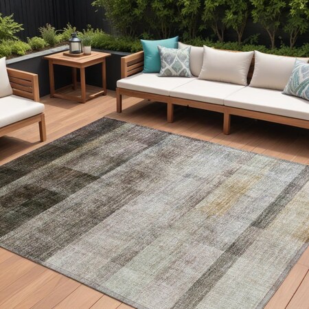 Homeroots 9' X 12' Brown Ombre Washable Non Skid Indoor Outdoor Area Rug 563635