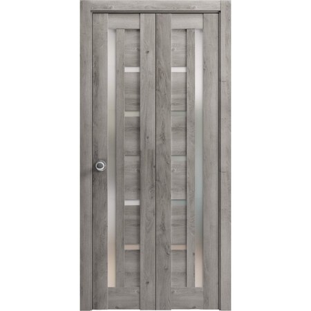 Sartodoors Sliding Closet Bi-fold Doors Grey Solid Core Modern Interior QUADRO4088BF-NEB-72 x 80 (2* 36x80)