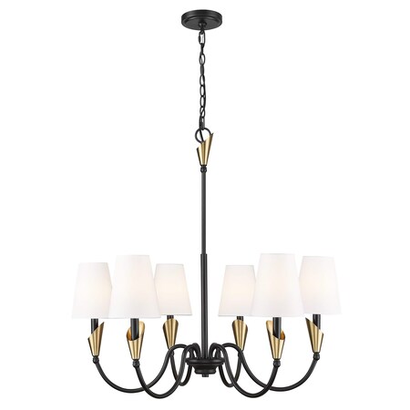 Z-Lite Claudelle 6-Light Chandelier, 32 in W, Matte Black + Modern Gold 4014-32MB-MGLD
