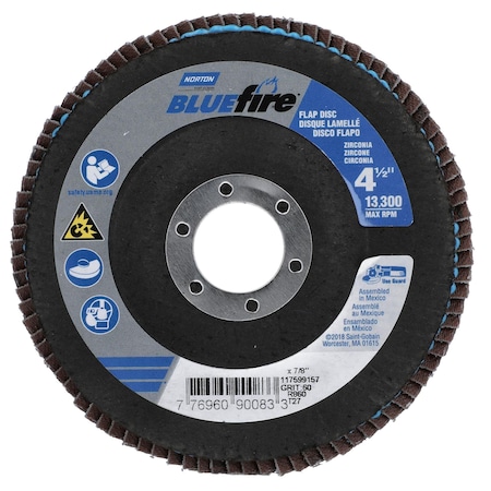 Norton Abrasives Flap Disc, Zirconia Alumina, 4 1/2" dia 77696090083
