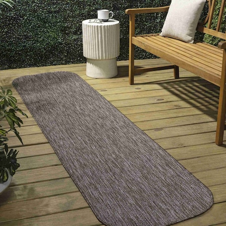 Jonathan Y Miles Modern Minimalist Radius Corner Solid Light Brown 2 ft. x 8 ft. Shaped Runner Rug SHP100D-28