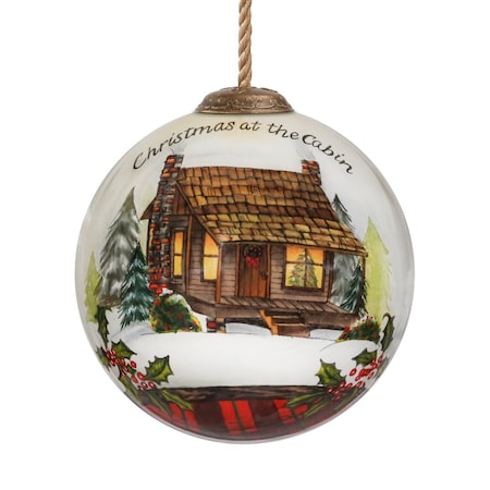 Homeroots Vintage Christmas at the Cabin Hand Painted Mouth Blown Glass Ornament 477489