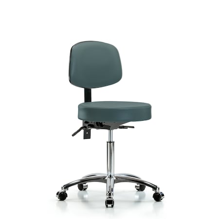 Blue Ridge Ergonomics Bench Stool, Med, Vin, Bk Chrome, Cast, Blu BR-VMBST-CR-T0-NF-CC-8546