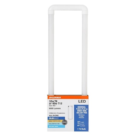 Sylvania LED Bulb, Linear, Type AB Universal, T8 Lamp, 32 W Equivalent, G13 Fluorescent Pin Lamp Base, Frosted 41206