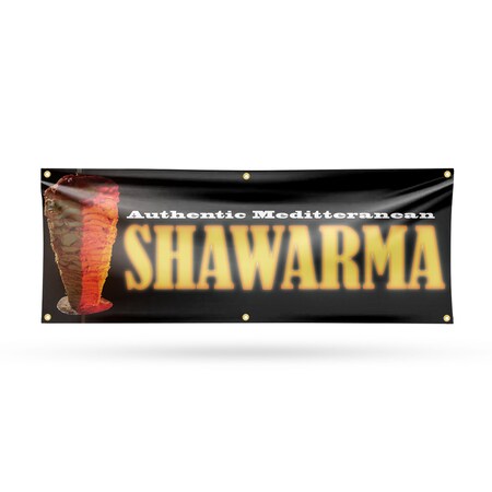 Signmission Authentic Mediterranean Shawarma, 24 Inch x 72 Inch, Vinyl Banner B-72-30465
