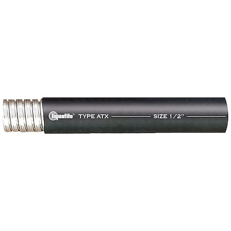 Liquatite Liquid-Tight Flex Metal Conduit, 3 in Trade Size, 25 ft, 10 in Bend, Steel, Black ATX-18