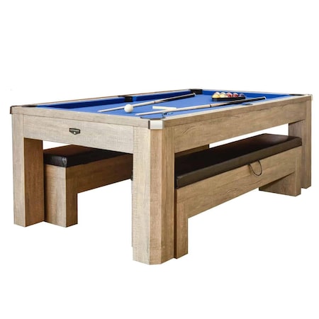 Olympian Athlete 7 ft. Newport RG 3-in-1 Pool Table Combo Set with Benches, Rustic Gray OL3751872